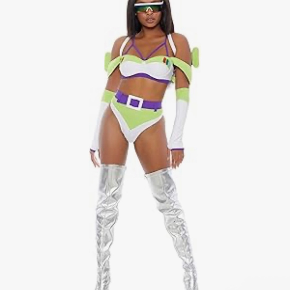 Plus sized Futuristic Infinity Green and Purple Costume